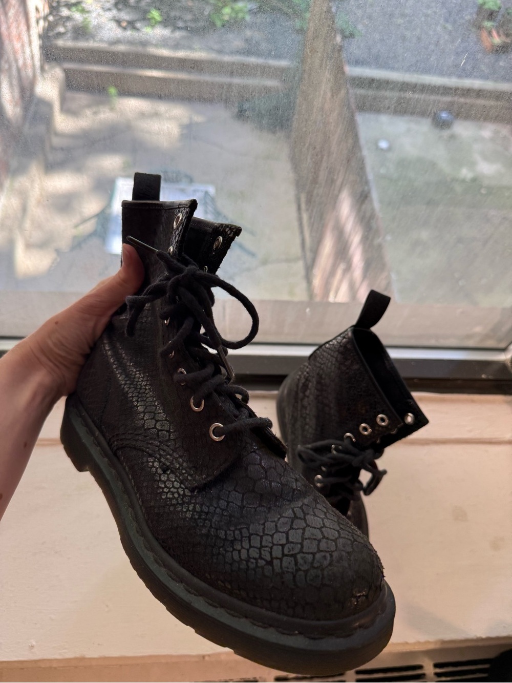 Dr. Martens Snake skin Leather Combat Boots - Picture 6 of 9